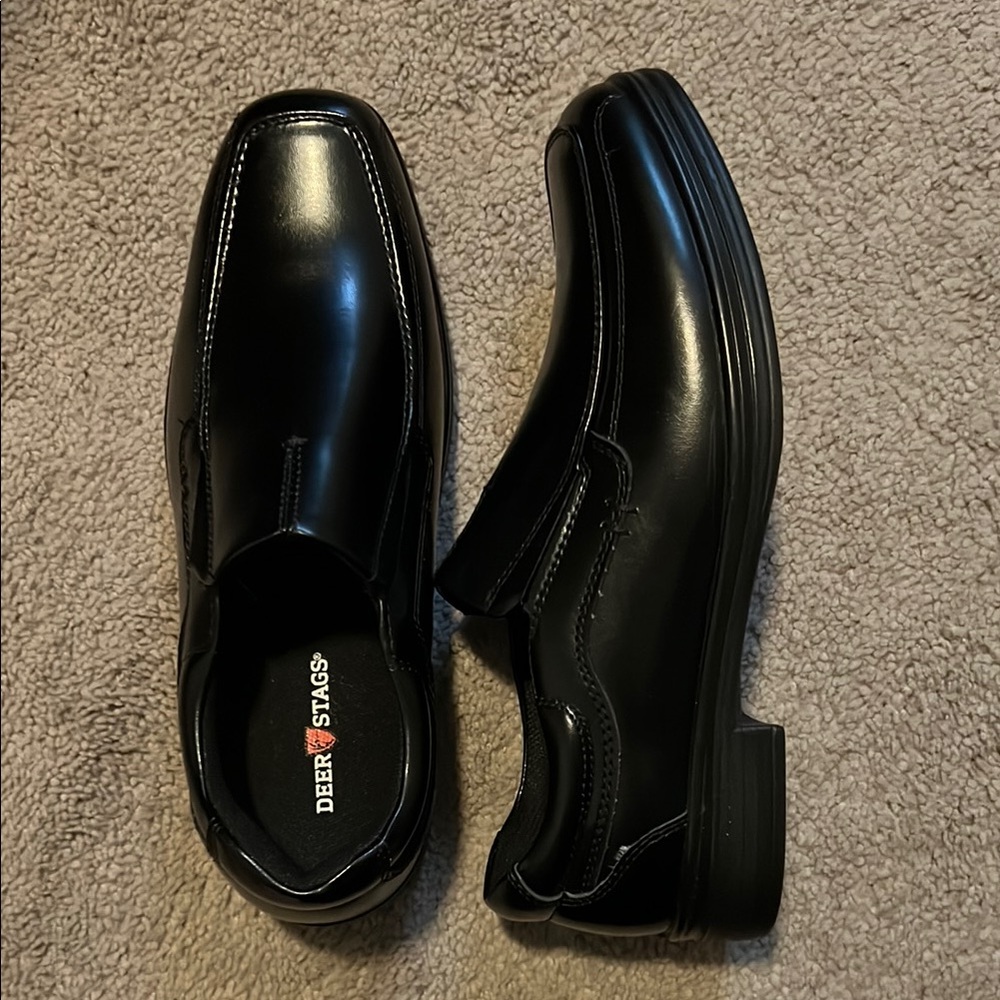 Deer Stags Big Kid Size 7 Black Dress Shoes